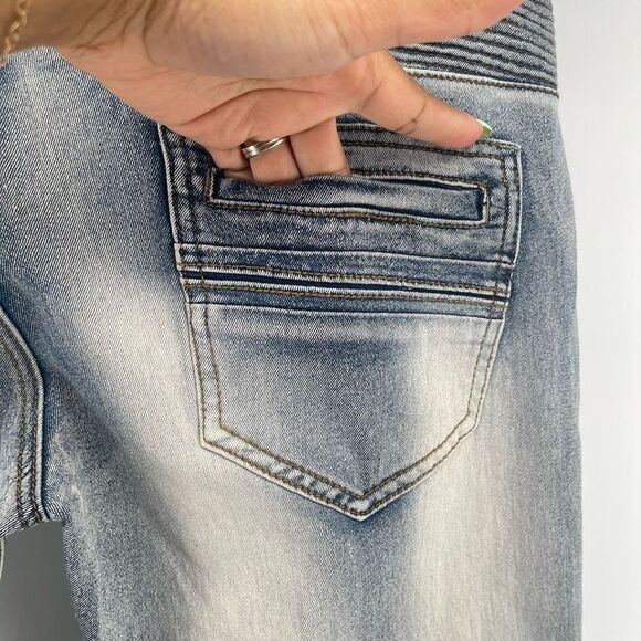 XRAY Jeans Men’s Light Wash Moto Biker Slim Stretch Skinny Denim Jeans 34/30 - Picture 10 of 16